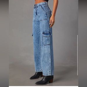 VICI River High Waisted Cargo Blue Jeans Carpenter Baggy Dad Jeans Mom Jeans 24